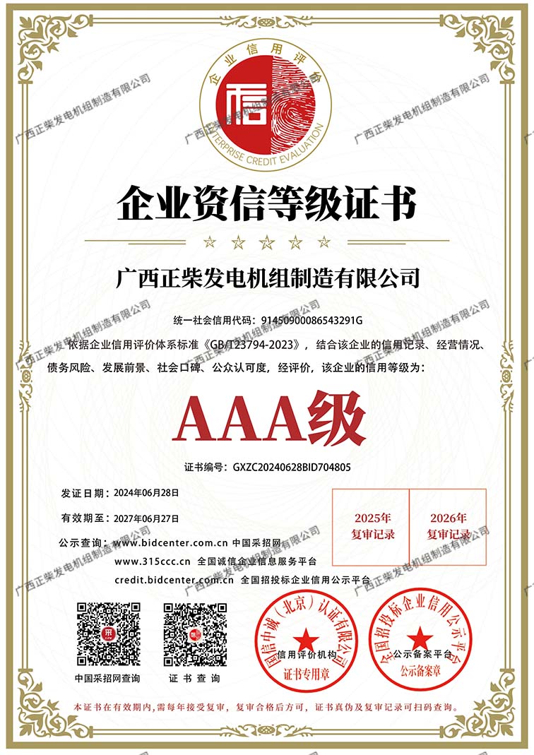 企业资信等级证书